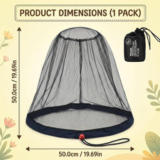 Mosquito Head Net, Bug Net for Head with Ultra-Fine Mesh, Bug Head Net Outdoo...