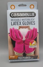 CASABELLA~Large~Pink Double Cuff Waterblock Reusable Latex Gloves