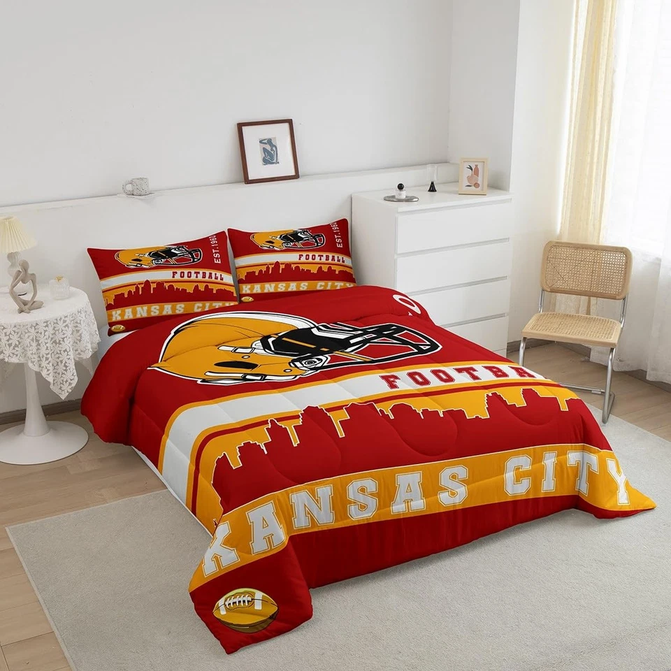 Juego de edredón de fútbol americano Queen Football Fans ropa de cama para niños fútbol americano... Foto 3 de 4