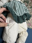 ANCO 1983 Vintage White Rabbit Stuffed Animal Plush Green Striped Dress — photo 5