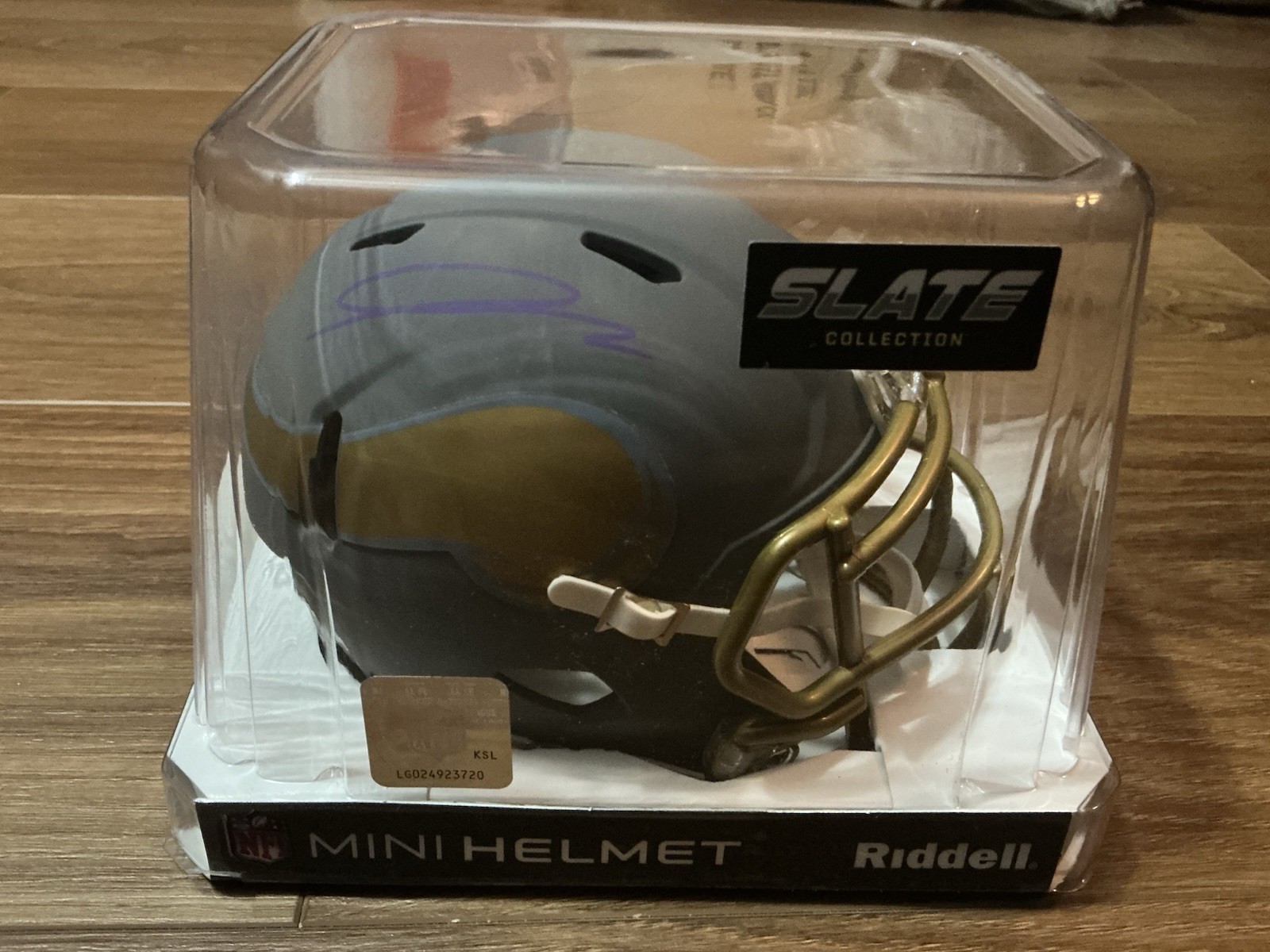 Jordan Addison Autographed Signed Vikings SLATE Mini Helmet NFL JSA COA Rookie