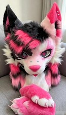Fursuit Long haired Dog Fox Mascot Party Halloween Fur Cosplay head claws