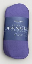 Cosy House Collection Bed Sheets Bamboo Viscose 4-Piece CAL KING - PURPLE