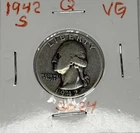 1942-S VG Washington Quarter, Item 3024