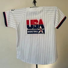 1992 STARTER Team USA DREAM TEAM Baseball Jersey Shirt BASKETBALL XL JORDAN BIRD