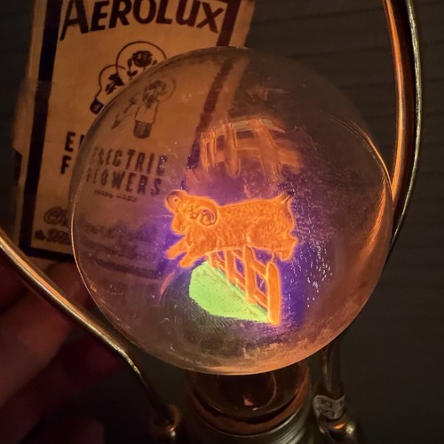 Vintage Aerolux Sheep / Ram Figural Light Bulb Electric Flowers 50s Original Box