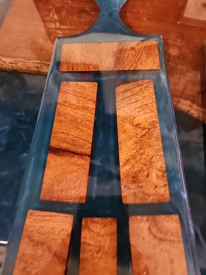 Handcrafted Wood & Epoxy Charcuterie/Cutting Boards Set Of 2 Blue/green  - Image 4 of 4