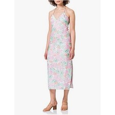 NA-KD Australian made linen halter tie wedding guest pastel floral midi dress 38