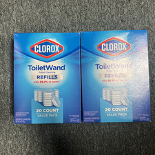 Two 2 Clorox 20 Count Toilet Wand Refills Disposable Cleaning Scrubbing Pads