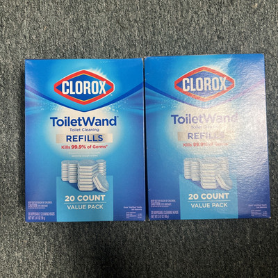Two (2) Clorox 20 Count Toilet Wand Refills Disposable Cleaning Scrubbing Pads