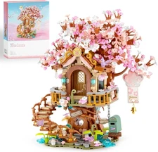 *FREE SHIP* PURPLE CHERRY BLOSSOM Botanical Flower Building Block Set "Lego"