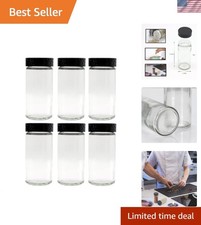 6pcs Black Spice Jars, 3 oz Glass Seasoning B...