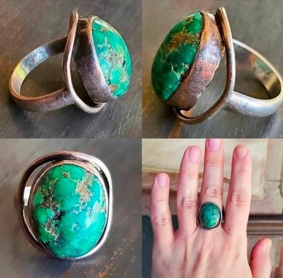 Vintage OLD Pawn Navajo Native American Sterling Turquoise Ring Size 6