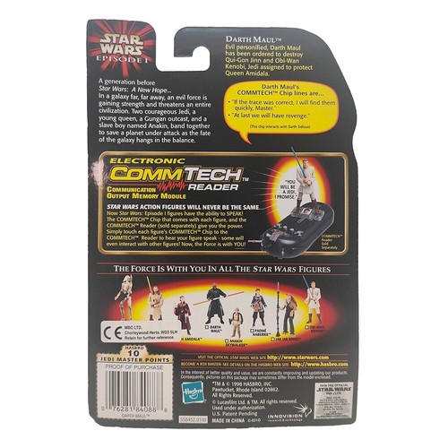 Star Wars Episodio 1 Darth Maul Jedi Duel CommTech Chip 3.75" Figura Hasbro 1998 - Imagen 3 de 8