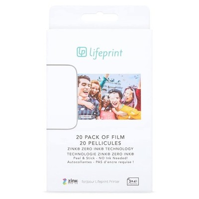 Lifeprint 20-Pack 3x4.5'' ZINK Sticky-Backed AR Photo & Video Printer Film
