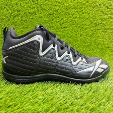 Reebok Equipment NFL Mens Size 7.5 Black Silver Running Outdoor Football Cleats