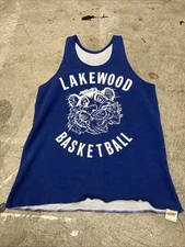 👾80s Lakewood Russel Athletic Blue Basketball Jersey Sz 16.5x25