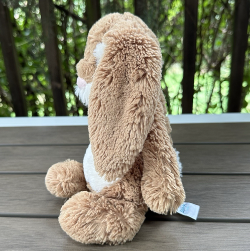 Jellycat Bashful Wriggle Bunny Medium Rabbit Plush 10” Brown White Toy Preowned - Picture 4 of 8