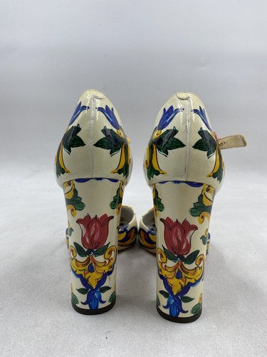 Dolce & Gabbana Multicolor Floral Patent Block Pump T Strap Pump W 9.5 - Picture 4 of 10