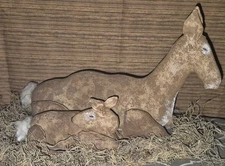 Primitive Handmade Deer and Fawn Centerpiece Christmas Decor