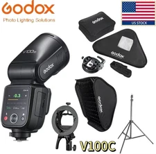 US Godox V100C Flash+24*24in/60*60cm Portable Collapsible Softbox+2m Tripod Kits