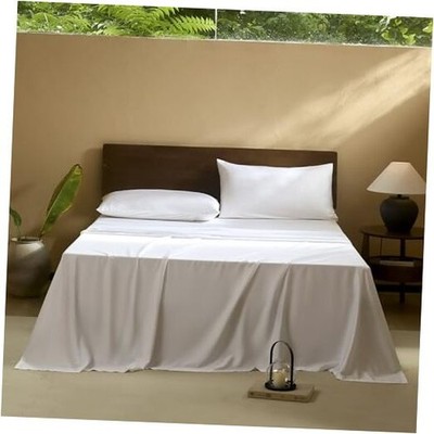  Sheets Set,Luxuriously 400 Thread Count Organic Viscose Derived Queen White
