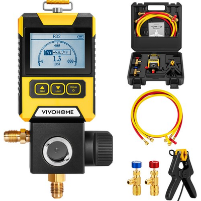 #ad #ad Digital Vacuum Pressure Manifold Gauge w Temp Clamp Hoses AC R134a R410a R1234y $78.96