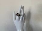 Vintage Sterling 925 Ring Inset Lapis Lazuli Stones Gold Tone Size 6.25