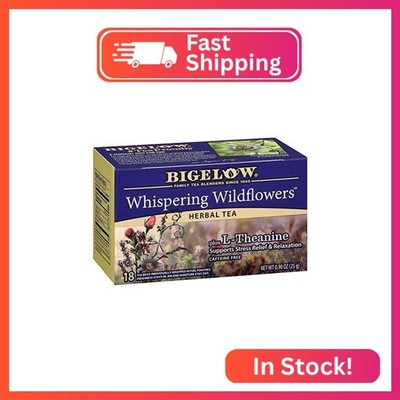 Bigelow Tea Whispering Wildflowers plus L-Theanine Herbal Tea, Caffeine Free, 18