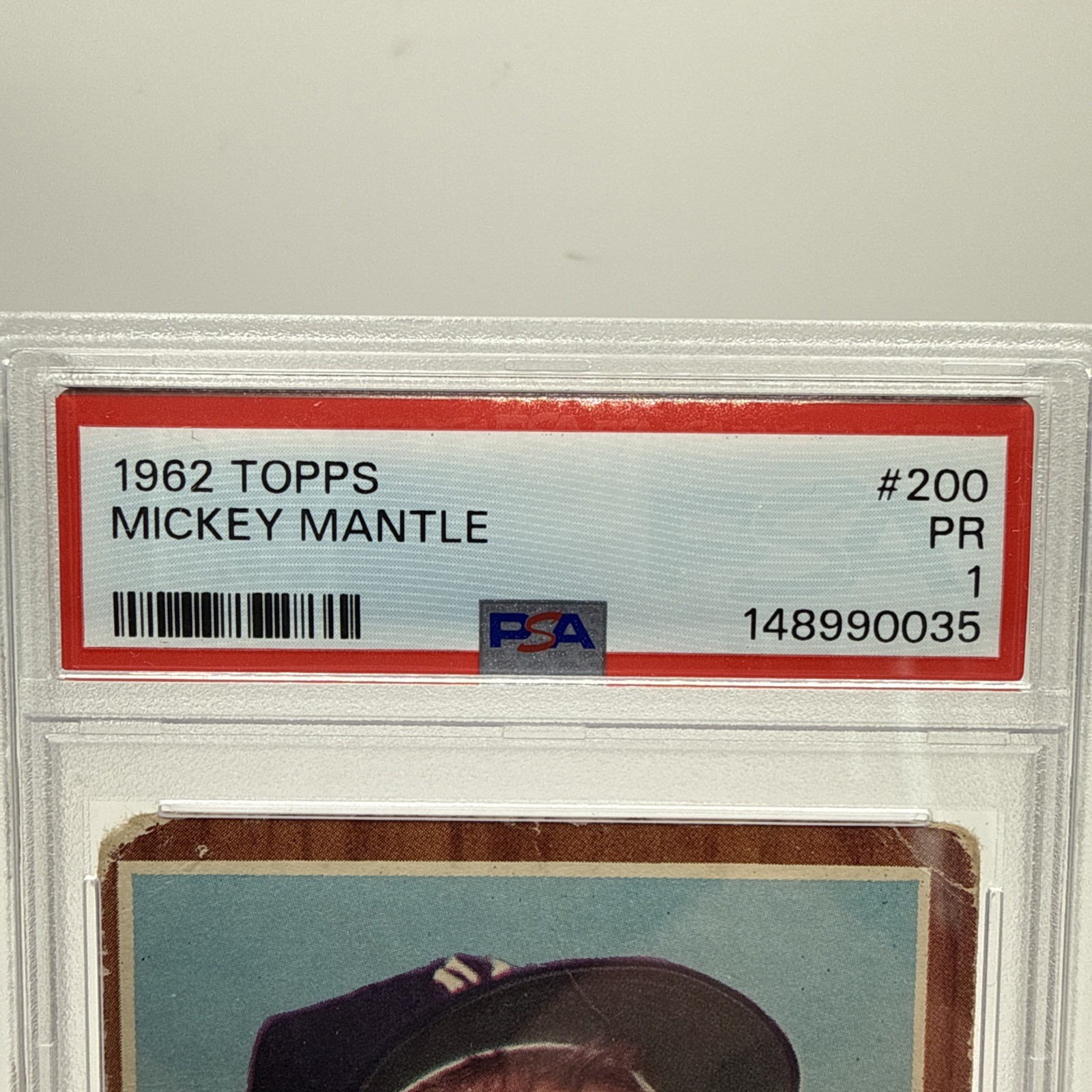 1962 Topps - Mickey Mantle #200 - PSA 1 view 3
