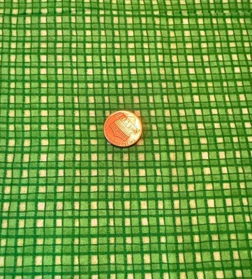 Beautiful Green Check Plaid Fabric  3/4 yard of  100% Cotton FREE SHIPPING SB1