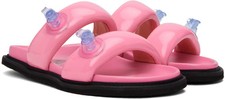MOSCHINO Pepto Pink Inflatable Slides Size 37 High style Comfort Top Designer