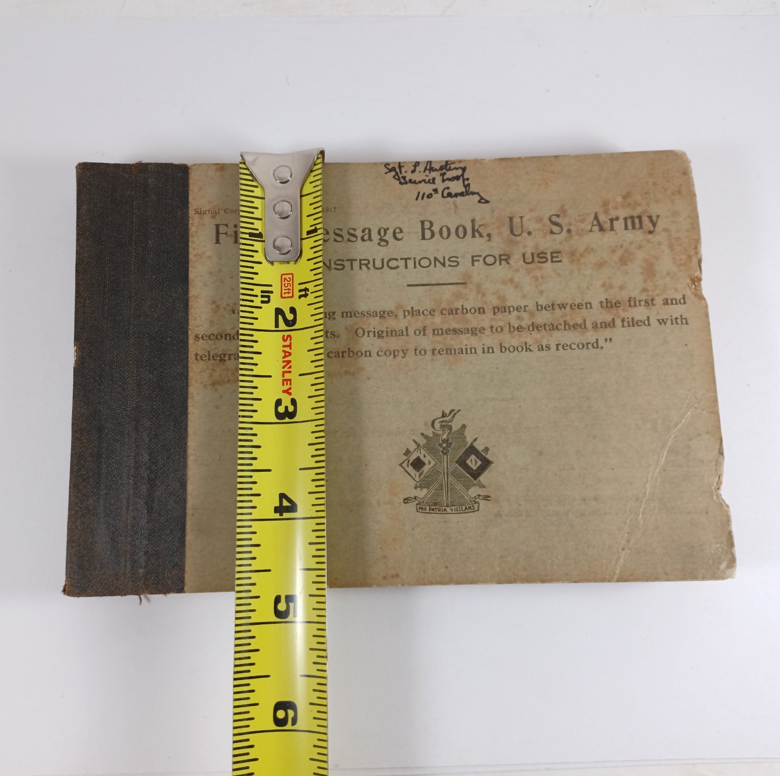 Antique 1917 U.S Army Signal Corps Field Message Book, Pages Unused 