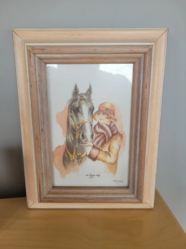 Marilyn Glynn Art Deco Print 7in x 4in Images of Art Deco lady and horse. Ltd.ed