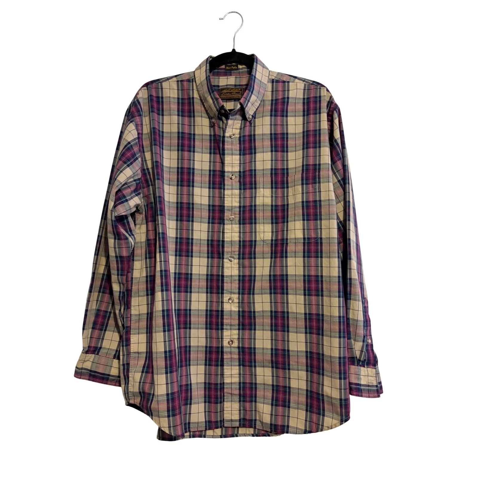 Eddie Bauer Mens Long Sleeve Plaid Button Down Shirt L Cotton Blend Outdoor