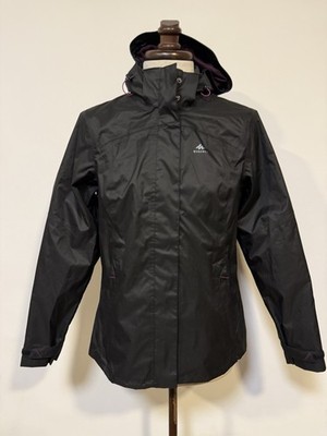 Quechua Damen Regenjacke Schwarz Gr. L Wasserdicht Kapuze Outdoor