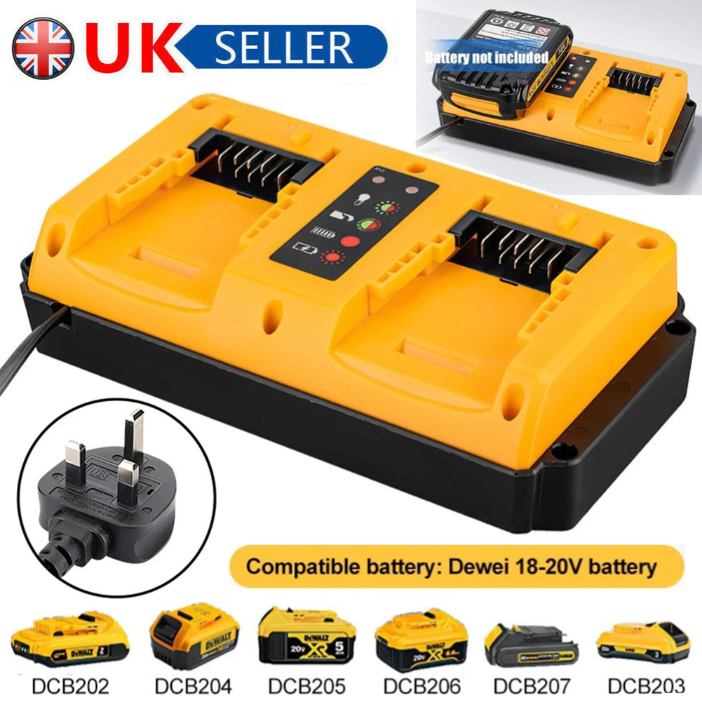 Fast Charger for DeWalt 18V-20V Li-ion Battery Charger Dual Port DCB207 DCB206