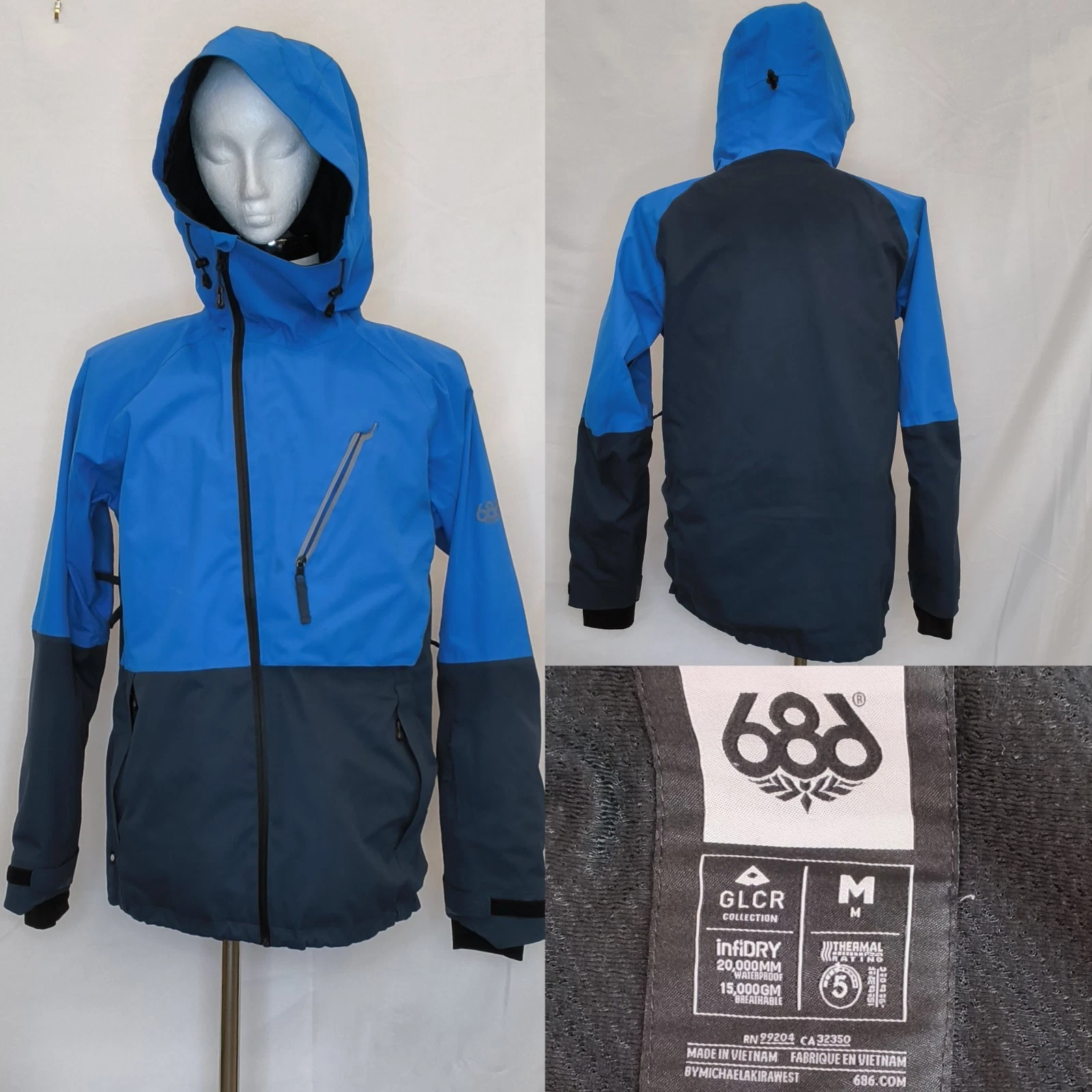 686 GLCR Hydra Thermagraph Jacket Men's M Blue/Navy Missing Snow Skirt #W5864 image 1
