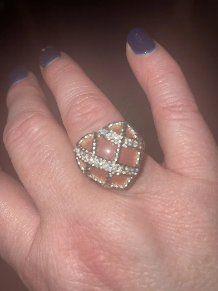 Anillo Corazón Cuarcita Rosa Esterlina Judith Ripka Talla 8 (pre-amado una vez) Foto 2 de 4