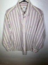 Vintage 90s Lacoste Long Sleeve Multicoloured Striped Plaid Men s Business Shirt