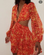 NAKD floral cut out mini ruffle dress Size 36 Us Small