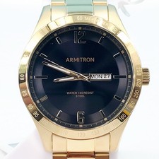 Armitron Stainless Steel Day  Date Quartz Watch 20/5404 GP 43mm Works NWT