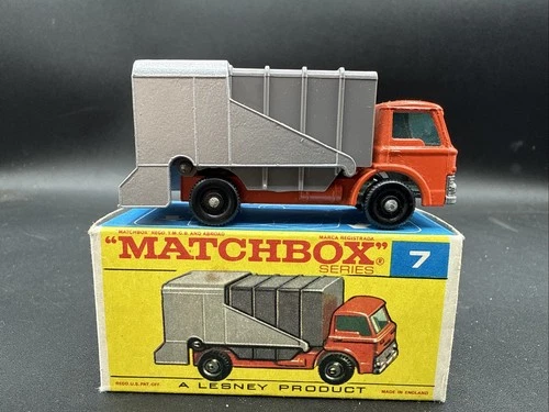 New Vintage Lesney Matchbox #7 Original Box COMPLETE ORANGE FORD REFUSE TRUCK