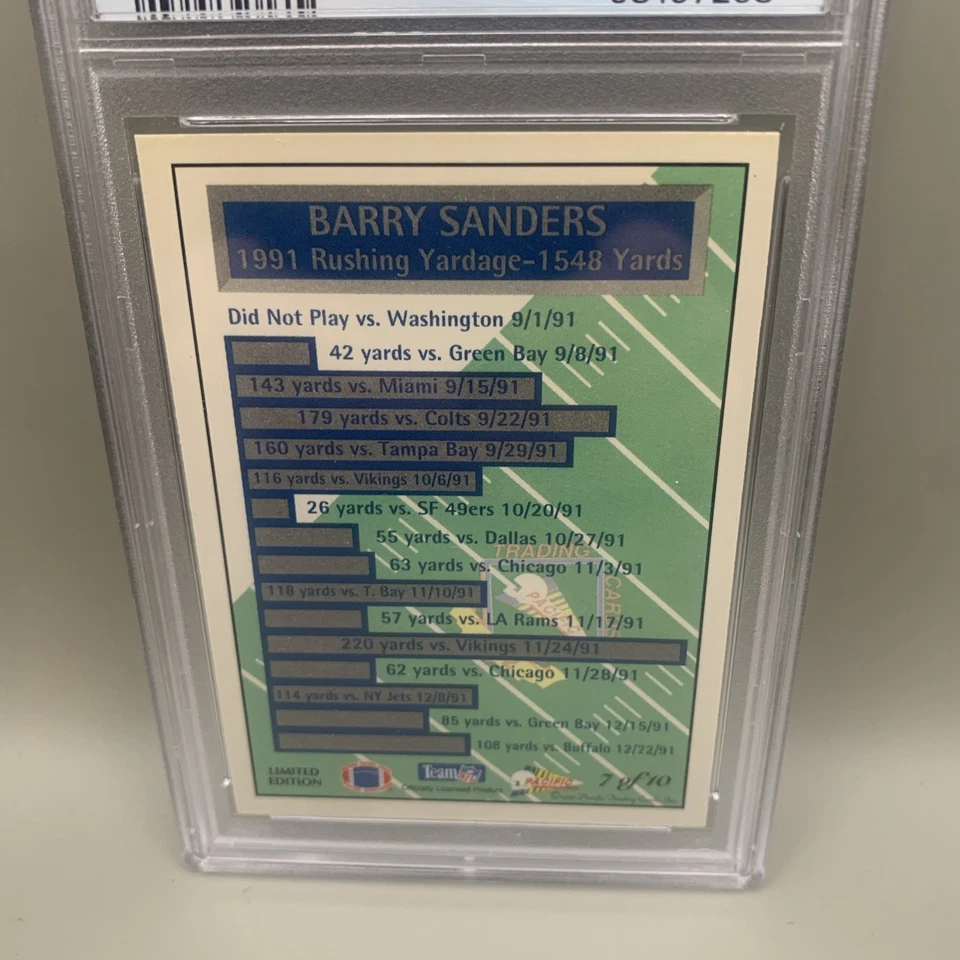 1992 Pacific Prism Insert Barry Sanders #7 Lions PSA 8 Free Shipping - Image 4 of 4