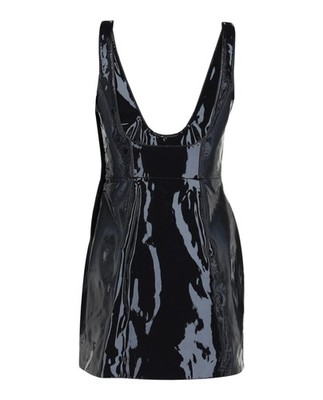 ferragamo leather dress Ferragamo Patent Leather Mini Dress, 44 / Blue