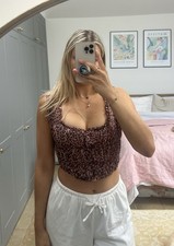 House Of CB Pink Animal Leopard Print Tulle Bustier Corset Crop Top S