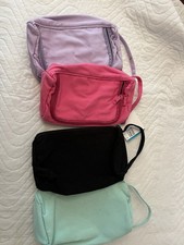 Pack Of 4 Pencil Pouch. With Elastic And Zipper. Purple Black, Pink and Green