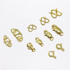 925 sterling silver 24K Gold Plated Hook and Eye Clasp necklace S or M Clasps