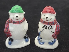 Vintage Christmas Decoration Porcelain Pfaltzgraff Polar Bear Salt Pepper Shaker