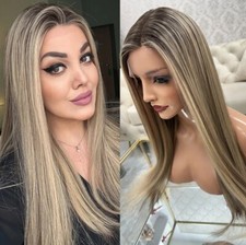 26Inch Highlight Blond Wig Human Hair Pre Plucked 13x4 Lace Front Remy Wig